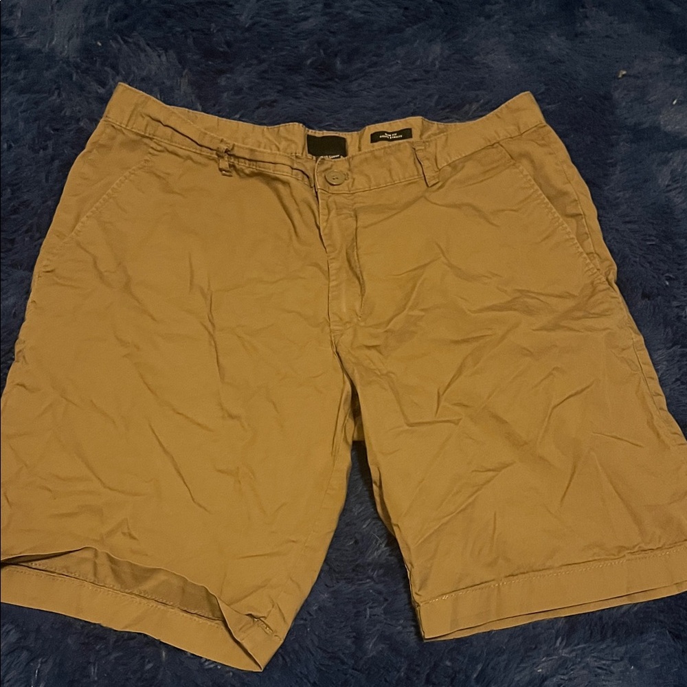 H&M Men's Dark Khaki Flat Front Shorts